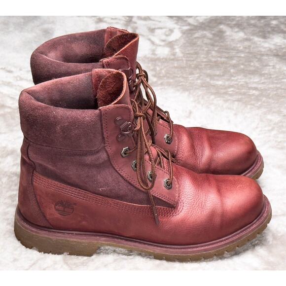 Timberland Premium Dark Red Burgundy Nubuck Waterproof Classic Boots Womens 9 - Picture 12 of 16